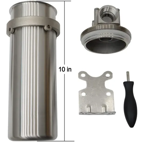 Vista 3 de INTBUYING Carcasa de filtro de agua resistente para toda la casa, purificación de agua de acero inoxidable 304, filtro de 10 pulgadas, entrada