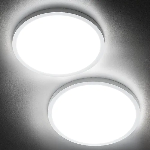Vista 10 de SunRider Lámpara de Techo LED de Montaje Empotrado, 6000K Blanco Frío, 2400LM, 30 cm 24W Luces Planas Redondas Modernas, Lámpara de Panel