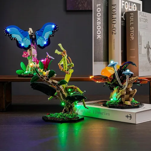 Vista 2 de LocoLee Kit de luces LED para LEGO The Insect Collection 21342 Ideas Bugs, accesorios de iluminación compatibles con LEGO Nature 21342 Butterfly Set