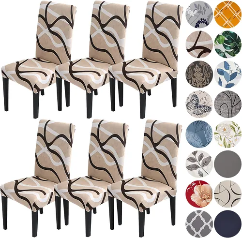 Vista 14 de HZDHCLH Juego de 4 fundas para sillas de comedor color burdeos, fundas elásticas de elastano para sillas Parsons, paquete de 4, fundas de asiento