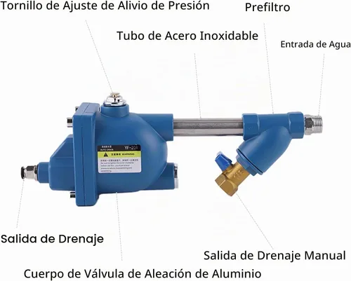 Vista 6 de La válvula de drenaje del compresor de aire G1/2 BSP soporta 2,5 Mpa, drenaje automático mecánico para el condensado del compresor de aire