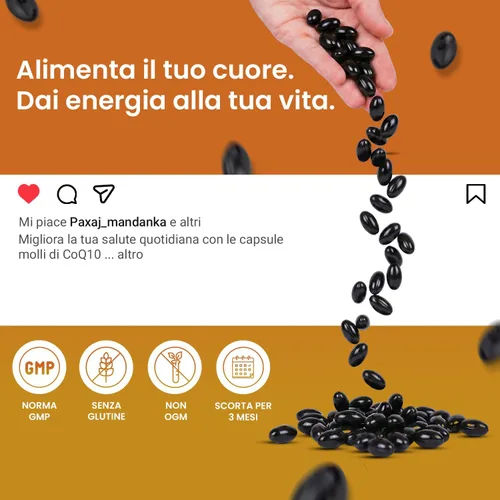 Vista 3 de VED Co Enzyme Q10 Apoya la salud del corazón y los músculos Promueve la energía celular Ubiquinona fermentada naturalmente 500 mg 90