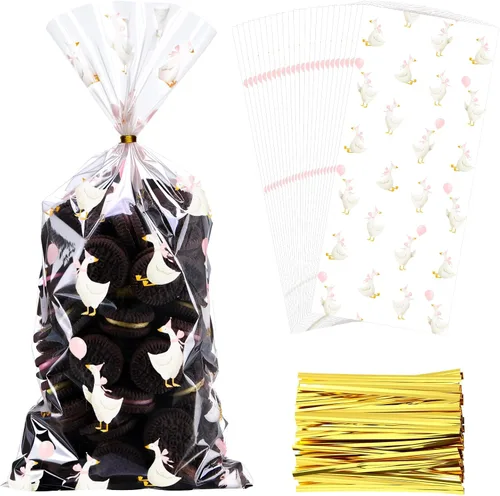 Vista 9 de Yexiya - 100 bolsas de celofán de cereza, lazos rosados, bolsa de regalo