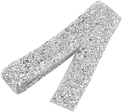 Vista 2 de Tiras de diamantes de imitación de cristal de 1.2 pulgadas de ancho de 2 yardas de cinta de diamante, parche de pegamento decorado con red