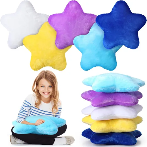 Vista 15 de Soaoo 5 almohadas esponjosas con forma de estrella para niños, decoración estética, suave y preppy lindo cojín para sofá, sala de estar, dormitorio