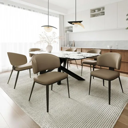 Vista 10 de Juego de 2 sillas de comedor modernas con respaldo alto, cómodas, sillas tapizadas a la moda para sala de cocina, silla de comedor sin brazos