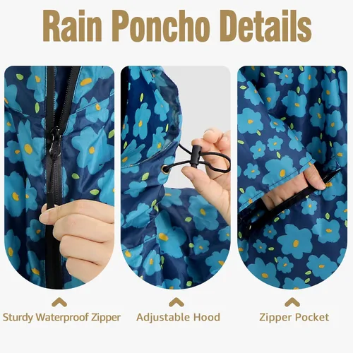Vista 4 de Anyoo Poncho de lluvia impermeable ligero reutilizable senderismo chaqueta con capucha para actividades al aire libre
