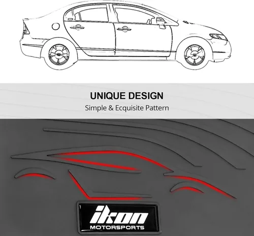 Vista 9 de IKON MOTORSPORTS, Alfombrillas de piso de ajuste personalizado compatibles con Dodge Charger Chrysler 300 RWD 2011-2023, látex de goma gris/gris