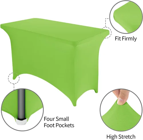 Vista 3 de Peomeise - Funda de mesa de elastano de 4 pies, mantel rectangular elástico de elastano (verde manzana, 4 pies)