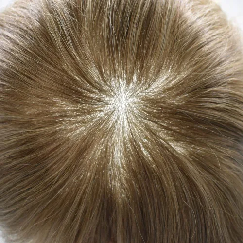 Vista 7 de Toupee - Sistema de reemplazo de cabello para hombres, piel ultrafina, transparente, 0.001 in, poliéster superfino, unidad de cabello de hombre, 8 x