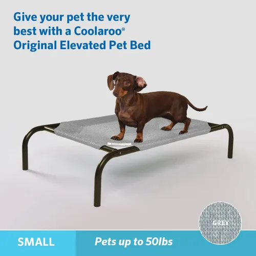 Vista 2 de Coolaroo Cama elevada original para perros - Cama transpirable fuera del suelo con tela refrescante, alivio articular y tela resistente a la Gris