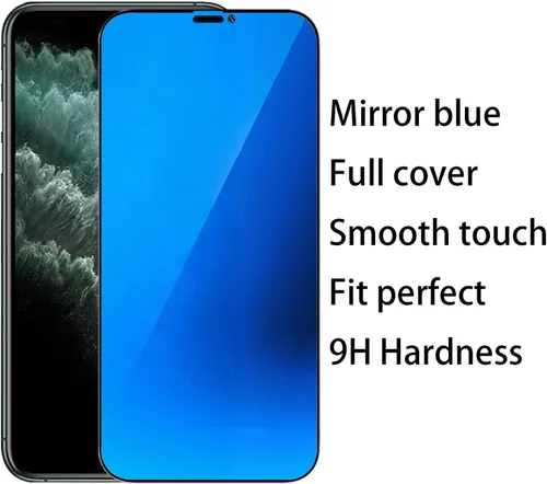 Vista 6 de Paquete de 2 vidrios templados de privacidad anti-azul para iPhone X/iPhone XS/iPhone 11 Pro Mirror Protector de pantalla anti-espía película