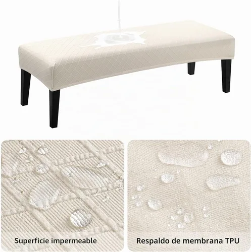 Vista 4 de YISUN Fundas de banco impermeables para comedor, funda de banco de jacquard elástica, antipolvo, extraíble, lavable, protector de asiento de silla