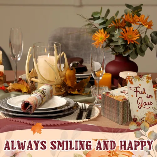 Vista 5 de Lincia 100 servilletas de otoño para despedida de soltera, toallas de papel desechables de otoño para invitados de otoño, para bodas, cosecha