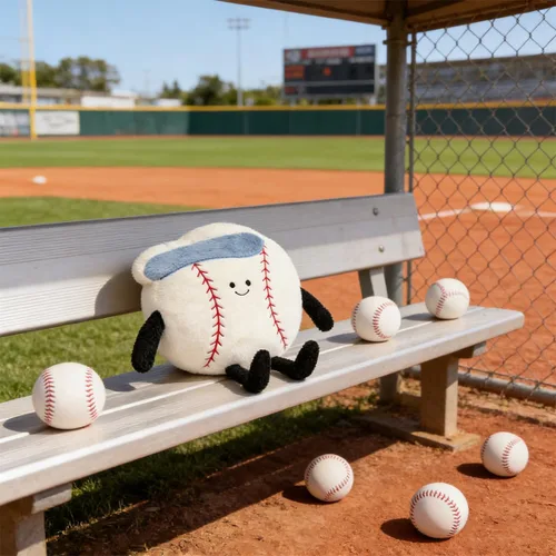 Vista 3 de Linda Almohada de Béisbol Suave Animal de Peluche de Béisbol Almohadas Deportivas, 17.7" Regalos de Juguete de Peluche Únicos para Adolescentes