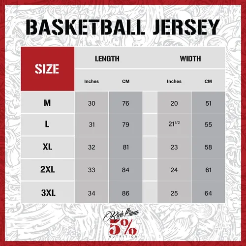 Vista 8 de 5% Nutrition Rich Piana Love It Kill It - Camiseta de baloncesto roja y negra