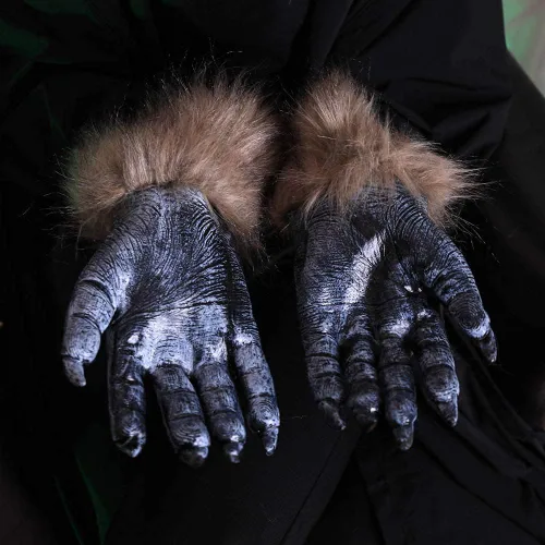 Vista 8 de GAGMKXN Guantes de hombre lobo de Halloween, guantes de garras de lobo aterradoras, animales, festival, cosplay, fiesta, patas, accesorio de disfraz