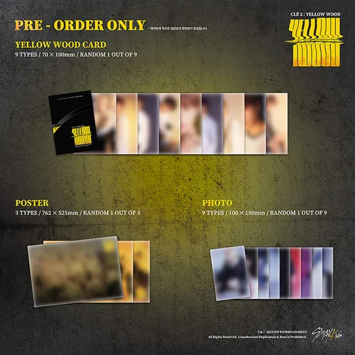 Vista 4 de STRAY KIDS Special Album - CLE 2 YELLOW WOOD Clé 2 ver CD Photobook 3 QR Photocards FREE GIFT