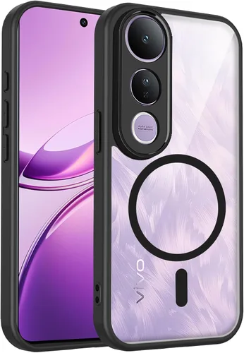 Vista 205 de Funda magnética transparente compatible con Xiaomi 17T, color negro 2 en 1 PC + TPU cubierta de teléfono a prueba de golpes, carcasa protectora