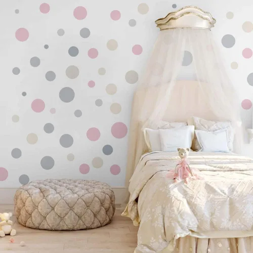 Vista 6 de Runtoo - Calcomanías de pared de puntos de colores estilo boho, pegatinas de pared modernas y abstractas, círculos adhesivos para ventanas