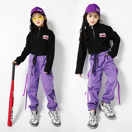 Vista 6 de Pantalones cargo de algodón para niños y niñas, sueltos, para baile de hip hop