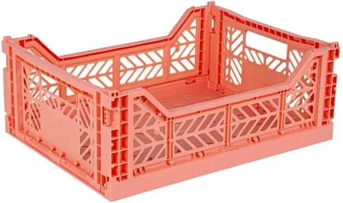 Vista 15 de AYKASA Contenedor de almacenamiento plegable, caja apilable de plástico, caja de leche (mediano, azul bebé)