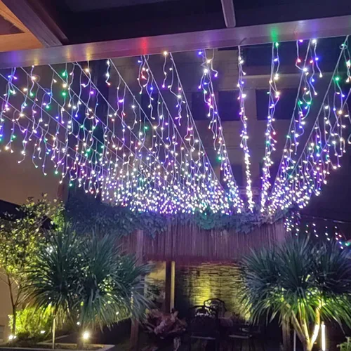 Vista 7 de GYDING - Luces LED decorativas en cascada para Navidad, decoración de ventanas, luces de hadas, 8 modos de iluminación, de enchufe, ideal