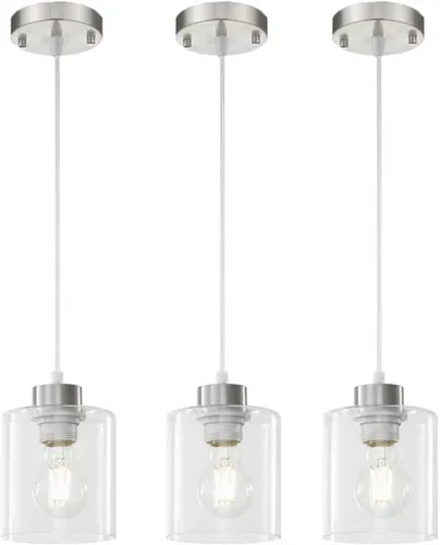 Vista 10 de 1 lámpara colgante de níquel cepillado para isla de cocina, moderna lámpara colgante de granja, lámpara de techo ajustable de 39 pulgadas