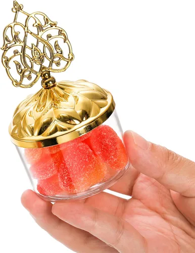 Vista 3 de Paquete de 24 cajas de regalo transparentes rellenables con tapas de cúpula dorada, caja de dulces de plástico en forma de cúpula de boda