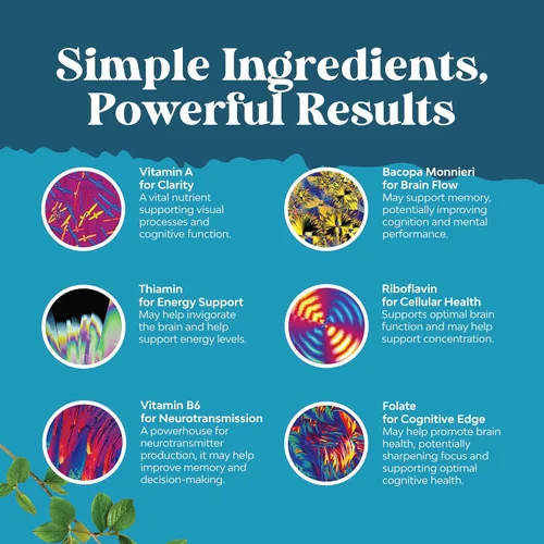 Vista 7 de Suplemento cerebral nootrópico para apoyo de memoria y enfoque, vitaminas para apoyo mental y claridad con Bacopa Monnieri, VIT A, B6, riboflavina