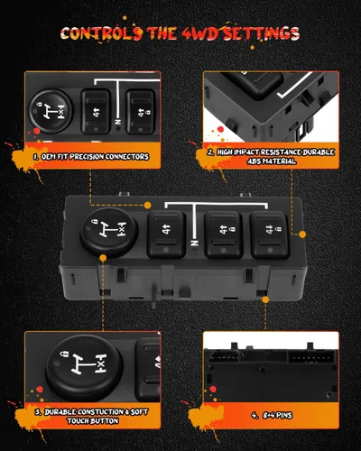 Vista 5 de CCIYU Interruptor selector de caja de transferencia 4X4 compatible con Hummer H2 2003-2007 Reemplaza 19259310, interruptor del controlador de rueda