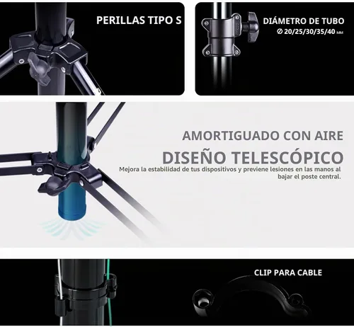 Vista 5 de 【Resistente de 16 pies】Trípode RAUBAY Extreme Tall para cámara de video deportiva con amortiguación de aire, soporte de luz telescópico de aleación