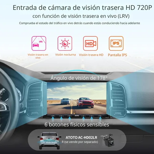 Vista 5 de ATOTO A6PF - Estéreo de coche Android de doble DIN, CarPlay inalámbrico, Android Auto inalámbrico, MirrorLink, navegación en pantalla táctil de 7