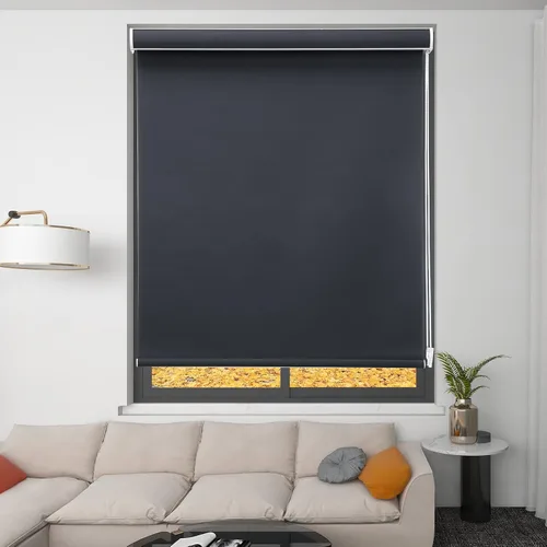 Vista 15 de Changshade Persianas enrollables opacas personalizadas, persianas enrollables con cenefa, oscurecimiento de la habitación, sin cables, con Blanco