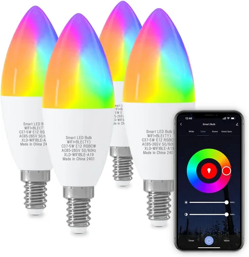 Vista 12 de ORALUCE Bombilla inteligente compatible con Alexa y Google Home, bombilla LED A19 E26 equivalente a 60 W, WiFi de 2.4 GHz y Bluetooth que cambia
