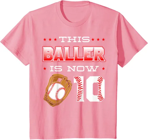 Vista 60 de This Baller Is Now 10 - Camiseta de béisbol para fiesta temática de cumpleaños número 10, Negro