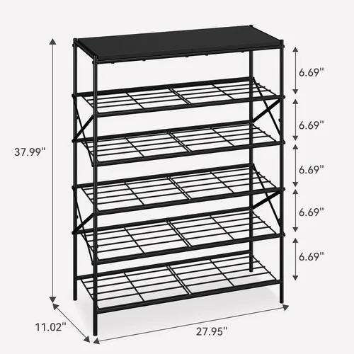 Vista 3 de IBUYKE Zapatero de 6 niveles, organizador de almacenamiento de zapatos de gran capacidad para 24 pares de zapatos, estante de almacenamiento
