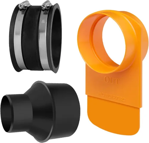Vista 9 de POWERTEC 70522 4-Inch Integrated Blast Gate (Patented) with Dust Control Flex Cuff - Clog Resistant, Anti Gap Tapered ABS Plastic Fitting for Dust