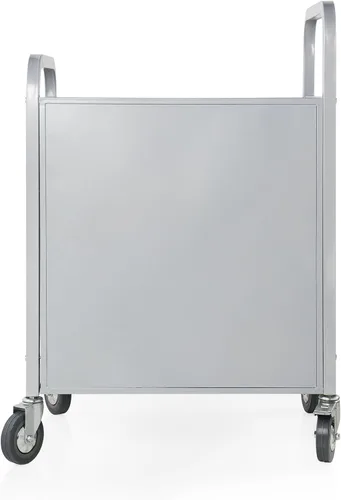Vista 4 de Carrito de Utillity de exhibición y almacenamiento rodante, camión de medios de metal con ruedas, contenedores de tela de 3 estantes, suministros