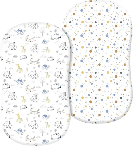 Vista 8 de PHF Juego de 2 sábanas de moisés 100% algodón, suaves, transpirables, cómodas, para bebés, niñas y niños, sábanas de alta calidad que se adaptan a