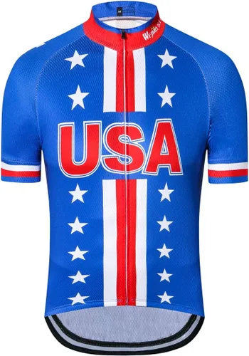 Vista 29 de Maillot de ciclismo de manga corta estilo USA Bike Tops con bolsillo raya reflectante 1cd8111