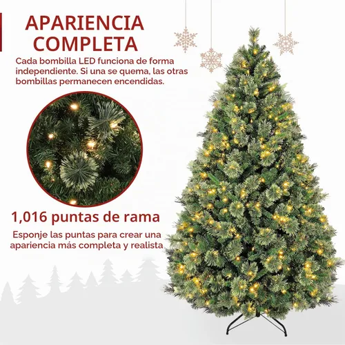 Vista 2 de Hykolity - Árbol de Navidad artificial preiluminado de 6 pies con 350 luces LED blancas cálidas Verde