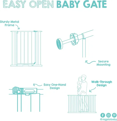 Vista 5 de Regalo fácil de abrir Walk través de seguridad puerta de metal extra Wide, Blanco