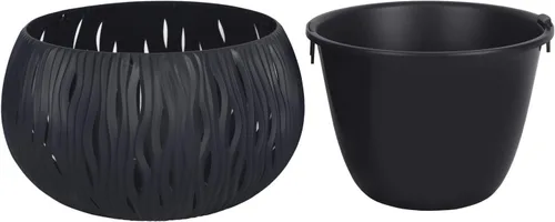 Vista 2 de Prosperplast Cuenco de plástico Sandy con tanque en color antracita, 21,8 (L) x 37 (W) x 37 (D) cms