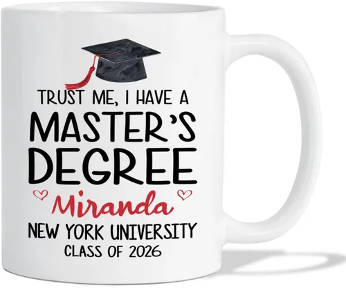Vista 8 de Taza de café blanca personalizada para graduación, con texto en inglés "Behind You All Your Memories Before You All Your Dreams", taza de café de 11
