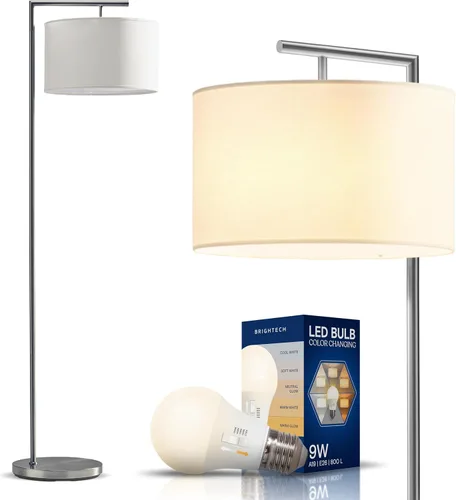 Vista 16 de Brightech Montage - Lámpara de pie moderna - Lámpara de pie LED con pantalla bronceada para salas de estar y oficinas - Luz de lectura