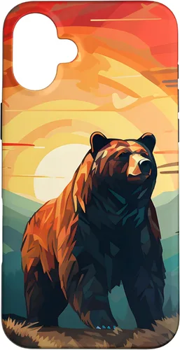 Vista 22 de Funda para iPhone 11 Bear Retro Sunset Forest Spirit Animal