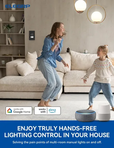Vista 3 de ELEGRP Interruptor inteligente con sensor de movimiento, interruptor de luz Wi-Fi de 3 vías de 2.4 GHz, compatible con Alexa y Google Assistant