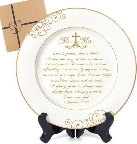 Vista 9 de Urllinz Plato del 10º Aniversario con Decoraciones de Lámina de Platino - Regalos de Estaño de Boda de 10 Años para Ella Parejas Esposa Él Marido