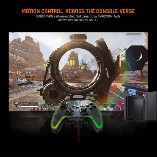 Vista 3 de PC Controller, BIGBIG WON Wireless Controller Motion Control, Hall Trigger, ALPS Joystick, 3.5mm Audio, Gaming Controller for PC